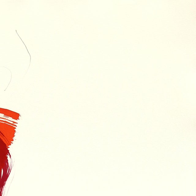 The Red Dress 12 - Abstract Flowy Minimalist Figurative Ink Painting on Paper by Bettina Mauel For Sale - Image 4 of 6