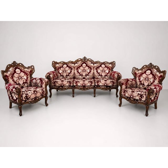 Louis XV Style Sofa and Armchairs, Set of 3 For Sale - Image 9 of 9
