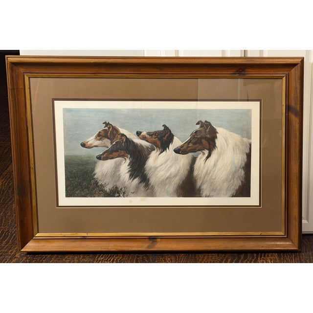 Antique large-format “Four by Honours” color print after celebrated British canine artist Maud Earl (1863–1943), dated...