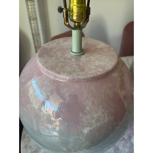 1980s 1980’s Postmodern Iredescent Pastel Drip Glaze Monolith Lamps by Sunset For Sale - Image 5 of 10