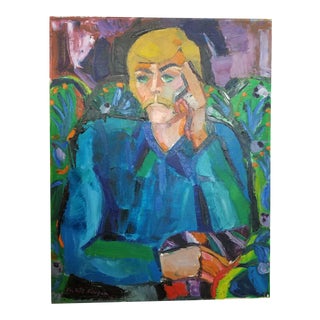 1972 Cristina Hanigan "Father Nick" Painting For Sale