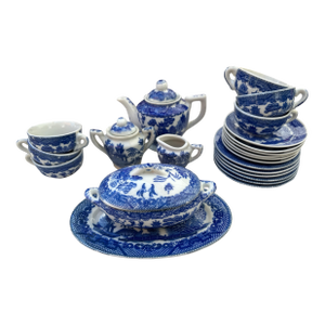 Vintage Blue Willow Porcelain Child's Tea Set & Play Dishes- 26 Pieces