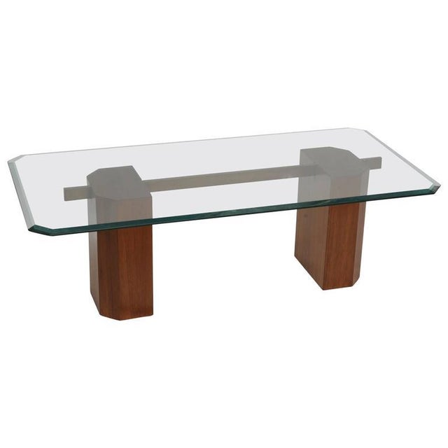 Deco Period Solid Teak Base With Brass Rod Coffee Table ...