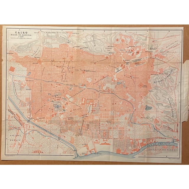 Traditional Antique Large Map of Cairo Egypt For Sale - Image 3 of 3