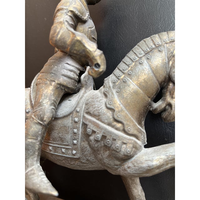 Vintage Italian Bronze Sec. XV Medieval Knight Horse Sculpture, 1950s For Sale - Image 4 of 7