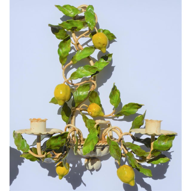 Final Markdown 1960s Italian Handpainted Lemon Tree Tole Sconces A Pair Chairish