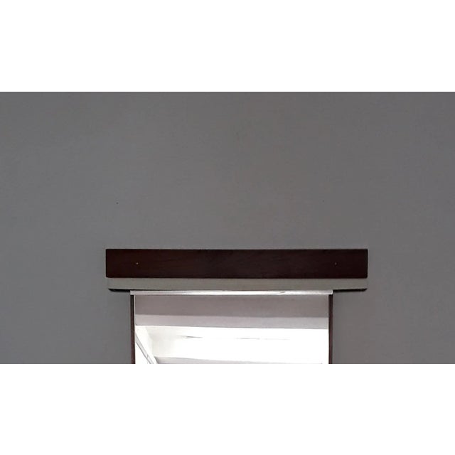 Vintage Teak Wardrobe Mirror with Aluminum Strip & Teak Light Fixture, 1970s, Set of 2 For Sale - Image 3 of 7