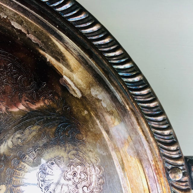 American Vintage 1920s Silver Warming Tray For Sale - Image 3 of 7