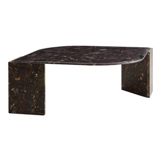 Marble Dark Gray and Dark Red Teardrop Shaped Coffee Table For Sale