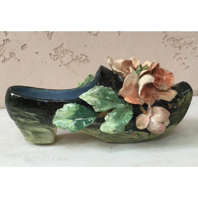 Large French Majolica Vase with Flowers Edouard Gilles, circa 1880 For Sale - Image 10 of 12