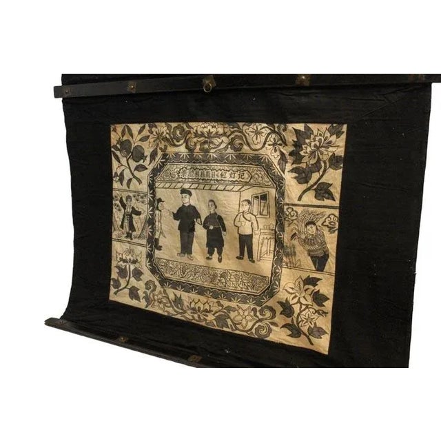 Vintage Tapestry Door Curtain Family Scene For Sale - Image 6 of 10