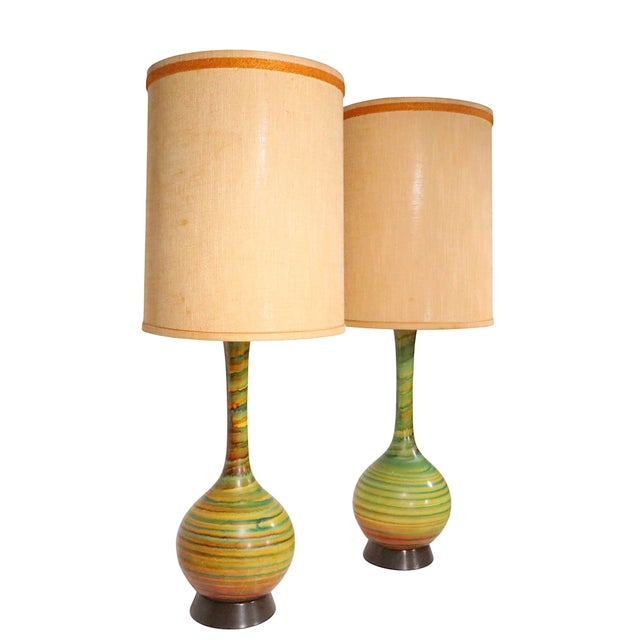 Ceramic 1957 Mid Century Ceramic Table Lamps by the Quartite Creative Corporation - a Pair For Sale - Image 7 of 18