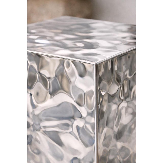 Metal Aura Sculptural Metal Pedestal by Veliento For Sale - Image 7 of 8