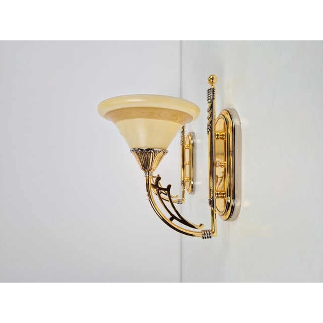 Art Nouveau Regency Brass Wall Lamps by Bejorama Lighting, Spain, 1970s, Set of 2 For Sale - Image 16 of 17