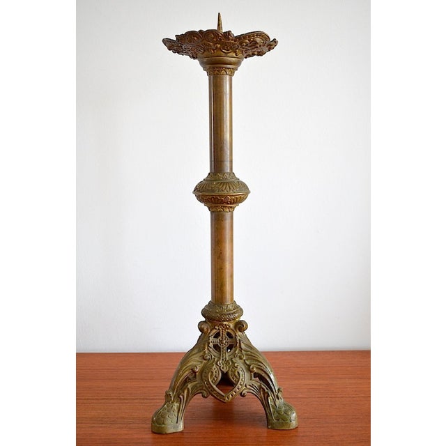 Antique Candlestick in Brass, 1880s For Sale - Image 9 of 9