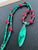 Bottle Green Artisan Genuine Malachite Necklace With Large Sculptural Pendant and Red Bamboo Seeds Detail For Sale - Image 8 of 17