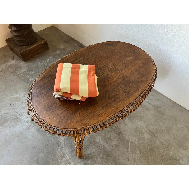 Rattan Coffee Table from DLG Jeanine Abraham, 1950s For Sale - Image 6 of 13