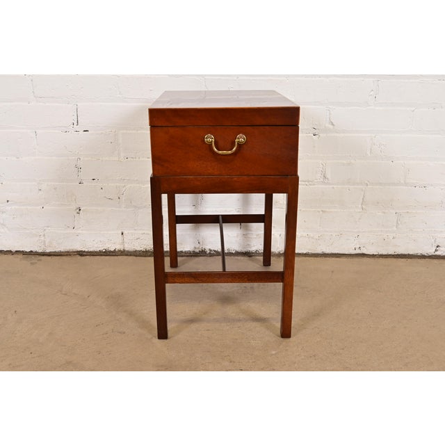 Baker Furniture Georgian Inlaid Mahogany Chest on Stand Side Table For Sale - Image 9 of 11