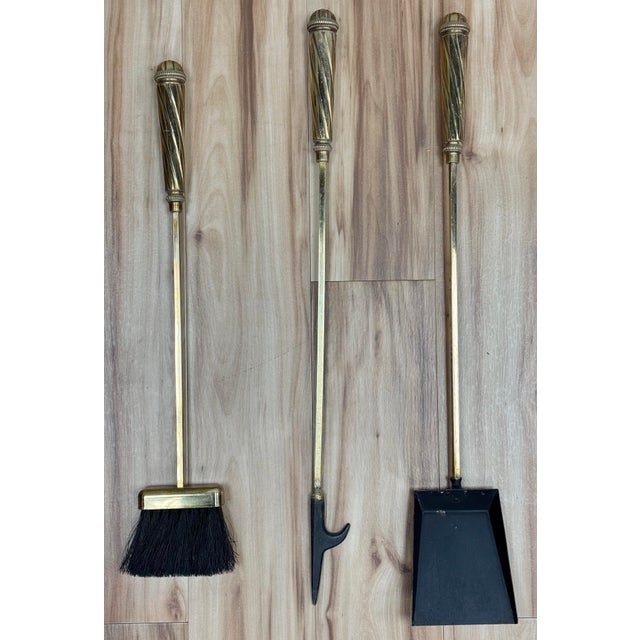 Vintage Classic Brass Fireplace Tools on Stand For Sale In Kansas City - Image 6 of 8