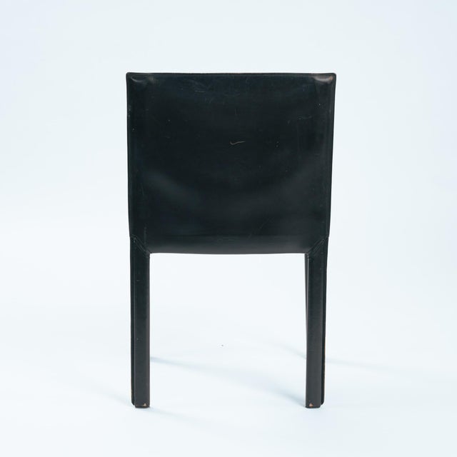 Animal Skin Vintage Black Leather Pasqualina Dining Chairs by Enrico Pellizzoni, Italy, 1981, Set of 6 For Sale - Image 7 of 18