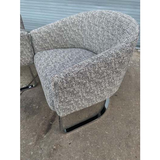 Metal Pair of Barrel Lounge Chairs Attributed to Pace Furniture, Chrome Bases, 1968 For Sale - Image 7 of 17