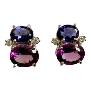 Christina Addison Mini Gum Drop Earrings With Iolite, Amethyst and Diamonds
