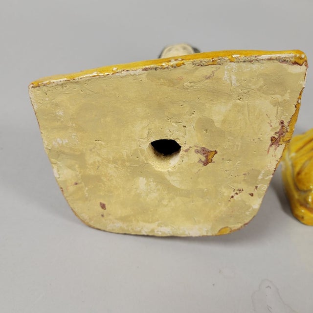 Goldenrod Vintage Chinese Glazed Pottery Seated Female Musicians Figurines Statues For Sale - Image 8 of 8