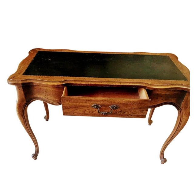 French Antique Louis XV Style Writing Desk Leather Top For Sale - Image 3 of 10