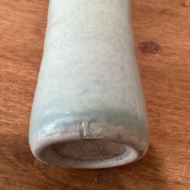 Antique Chinese Green Celadon Decorated Gu Shape Porcelain Vase Stamped For Sale - Image 9 of 12