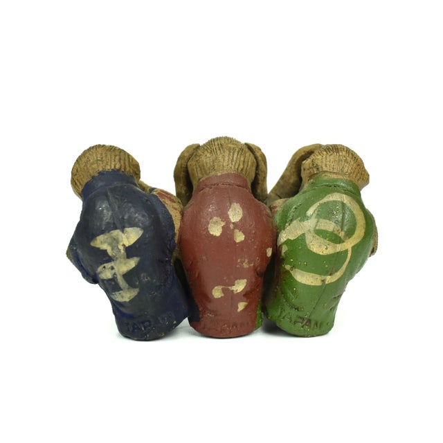 Early 20th Century Early 20th Century Japanese Terracotta 3 Wise Monkeys No Evil See No Evil Speak No Evil Figurine For Sale - Image 5 of 7