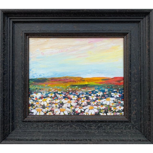 Angela Wakefield, Wild Daisy Flowers English Countryside Landscape Painting by Contemporary Artist, 2020 For Sale - Image 11 of 11