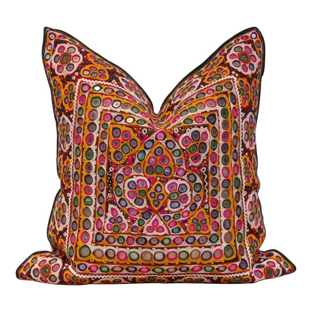 Gui Rajasthani Embroidered Decorative Pillow For Sale