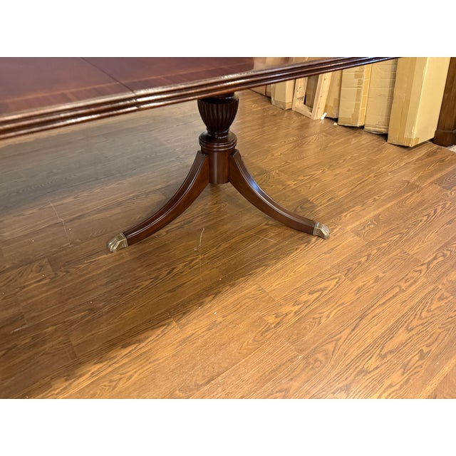 Traditional Georgian Style Banded Mahogany Dining Table by Leighton Hall - Showroom Sample For Sale - Image 14 of 14