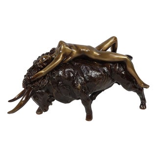 Majera, La Déesse Europe rencontrant le Taureau, 20th Century, Bronze For Sale