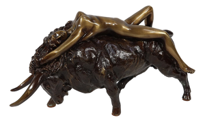 Majera, La Déesse Europe rencontrant le Taureau, 20th Century, Bronze
