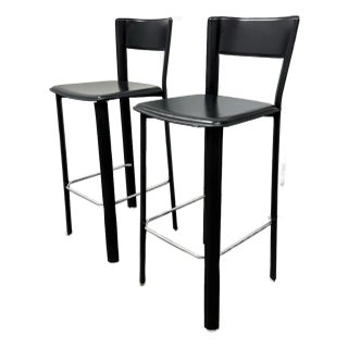 Frag for Design Within Reach Vintage Italian Leather Barstools, Pair For Sale