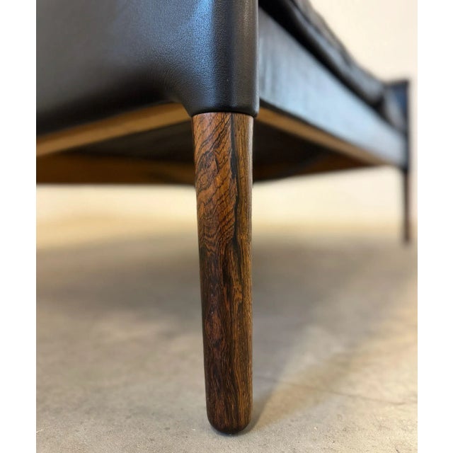 Mid-Century Modern 1950s Centrum Møbler Leather & Rosewood Loveseat / Settee “Model 55” Designed by Kurt Østervig For Sale - Image 3 of 8