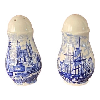 Vintage Pair of British Salt and Pepper Shakers For Sale