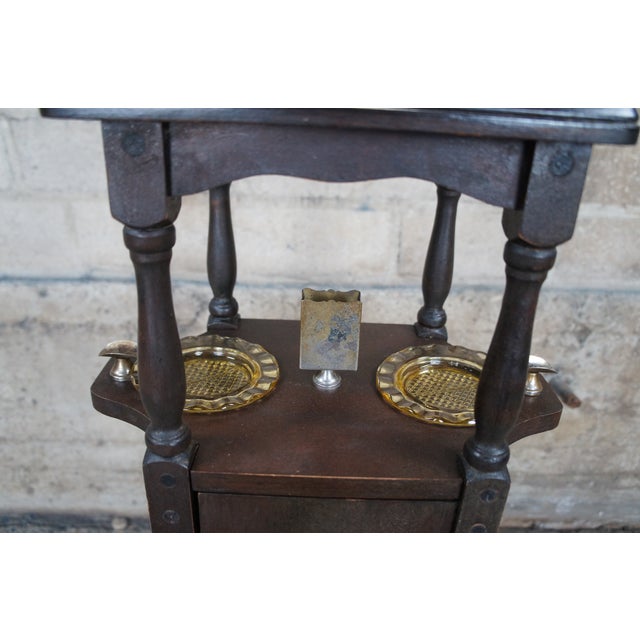 Antique Early 20th Century h.t. Cushman Petite Smoking Stand Humidor Ashtray For Sale - Image 9 of 12