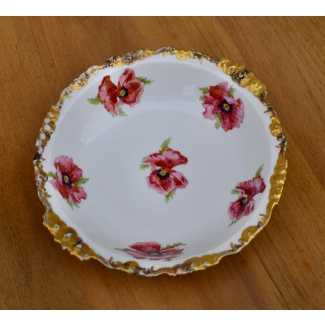 Limoges, France Antique J Pouyat Limoges Porcelain Bowl Wanamakers Hand Painted Poppy Gold For Sale - Image 4 of 10