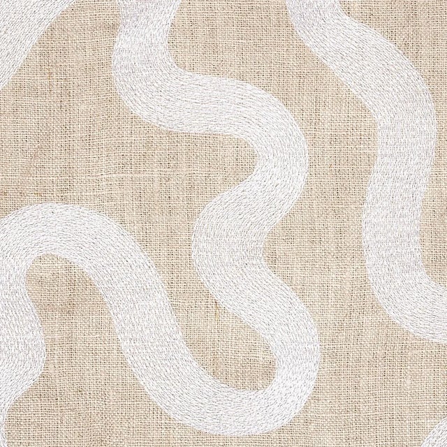 Modern Schumacher Riley Embroidery Fabric in Ivory on Natural For Sale - Image 3 of 5