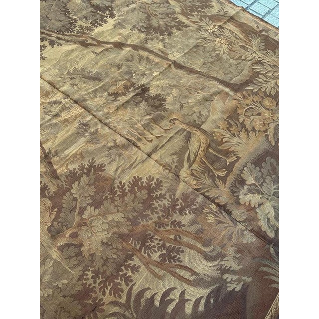 Mid-Century French Aubusson Jacquard Halluin Verdure Mallard Tapestry, 1940s For Sale - Image 9 of 18