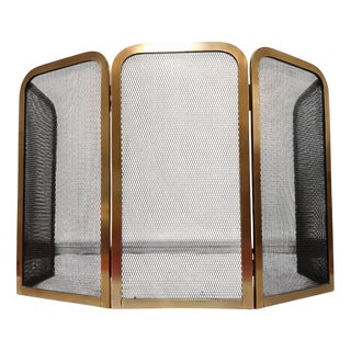 Folding Brass Fireplace Screen, 1950s-1960s For Sale