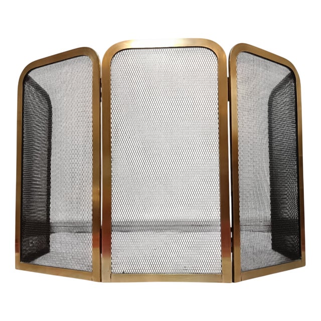 Folding Brass Fireplace Screen, 1950s-1960s For Sale