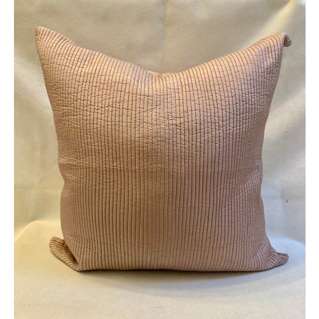 Modern Luxe Silk Linear Quilted Accent Euro Sham For Sale - Image 4 of 7