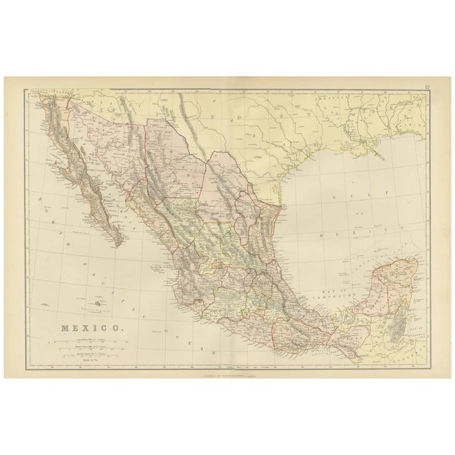 Antique Map of Mexico, 1882 For Sale