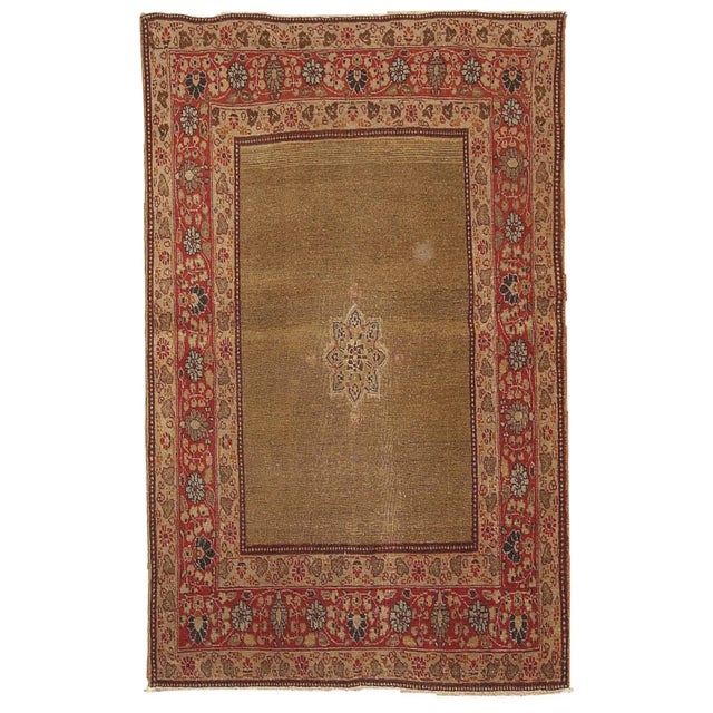 Beige 1900s Hand Made Antique Persian Tabriz Rug For Sale - Image 8 of 8