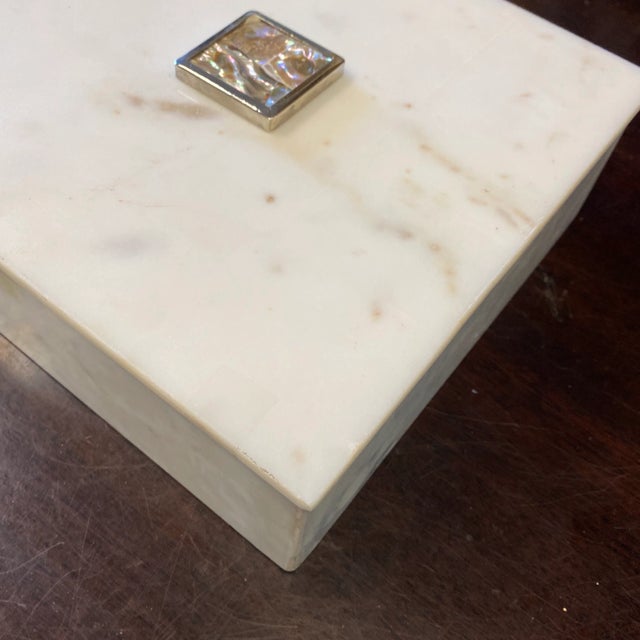 1990s 1990s Large Heavy Marble Box With Mother of Pearl Details For Sale - Image 5 of 7