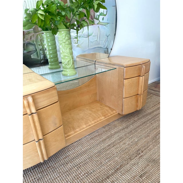 Vintage 1930s Heywood Wakefield Airflow Vanity Dressing Table Art Deco / Mid Century Modern Style For Sale - Image 14 of 18