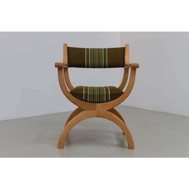 Danish Kurul Armchair in Oak and Striped Green Upholstery by Henning Kjærnulf, 1960s For Sale - Image 18 of 18